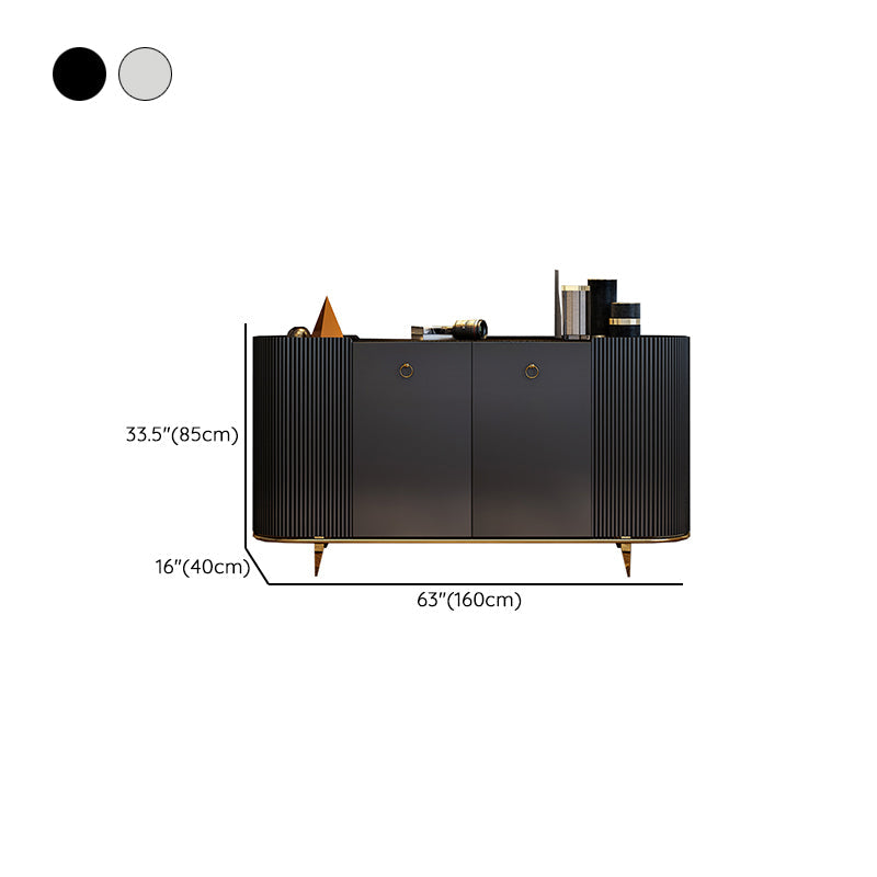 Glam Sideboard Buffet Stone Top Wood Sideboard Cabinet with Shelves Clearhalo 'buffet_sideboard' 'Buffets & Sideboards' 'furn' 'furn_buffet_sideboard' 'Furniture' 'Kitchen & Dining Furniture' 7158991