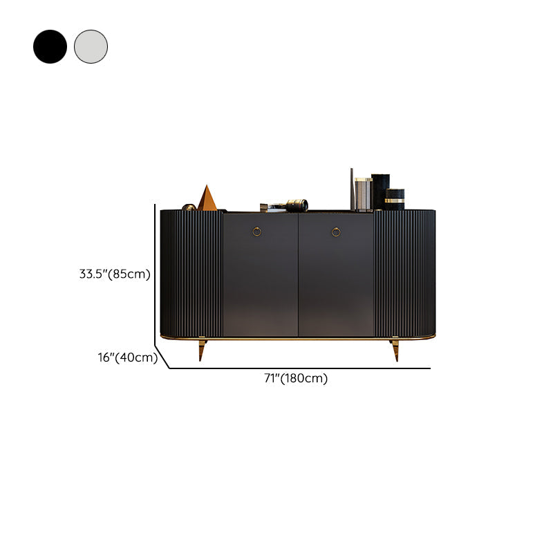 Glam Sideboard Buffet Stone Top Wood Sideboard Cabinet with Shelves Clearhalo 'buffet_sideboard' 'Buffets & Sideboards' 'furn' 'furn_buffet_sideboard' 'Furniture' 'Kitchen & Dining Furniture' 7158993