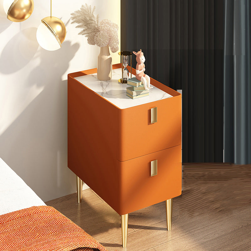 Contemporary Drawer Storage Bedside Cabinet Stone Accent Table Nightstand for Bedroom Orange 1 Piece Clearhalo 'Bedroom Furniture' 'furn' 'furn_night_stand' 'Furniture' 'night_stand' 'Nightstands' 7160885