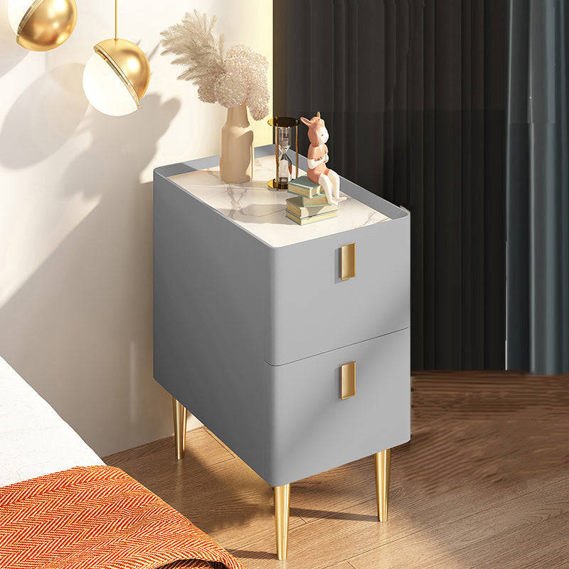 Contemporary Drawer Storage Bedside Cabinet Stone Accent Table Nightstand for Bedroom Light Gray 1 Piece Clearhalo 'Bedroom Furniture' 'furn' 'furn_night_stand' 'Furniture' 'night_stand' 'Nightstands' 7160887