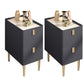 Contemporary Drawer Storage Bedside Cabinet Stone Accent Table Nightstand for Bedroom Dark Gray 2 Piece Set Clearhalo 'Bedroom Furniture' 'furn' 'furn_night_stand' 'Furniture' 'night_stand' 'Nightstands' 7160890