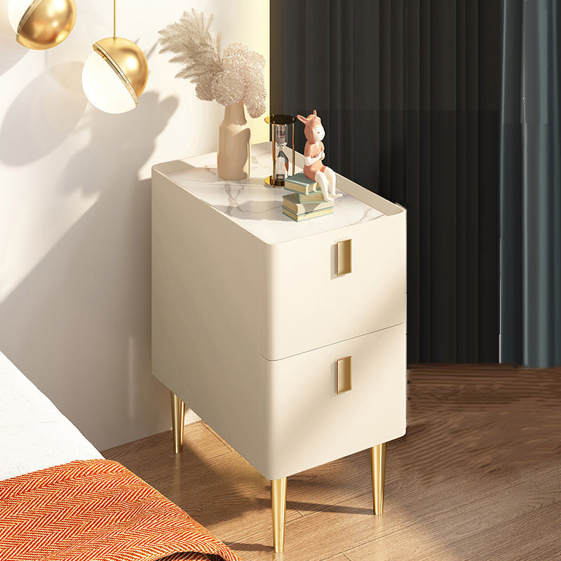 Contemporary Drawer Storage Bedside Cabinet Stone Accent Table Nightstand for Bedroom Off-White 1 Piece Clearhalo 'Bedroom Furniture' 'furn' 'furn_night_stand' 'Furniture' 'night_stand' 'Nightstands' 7160891