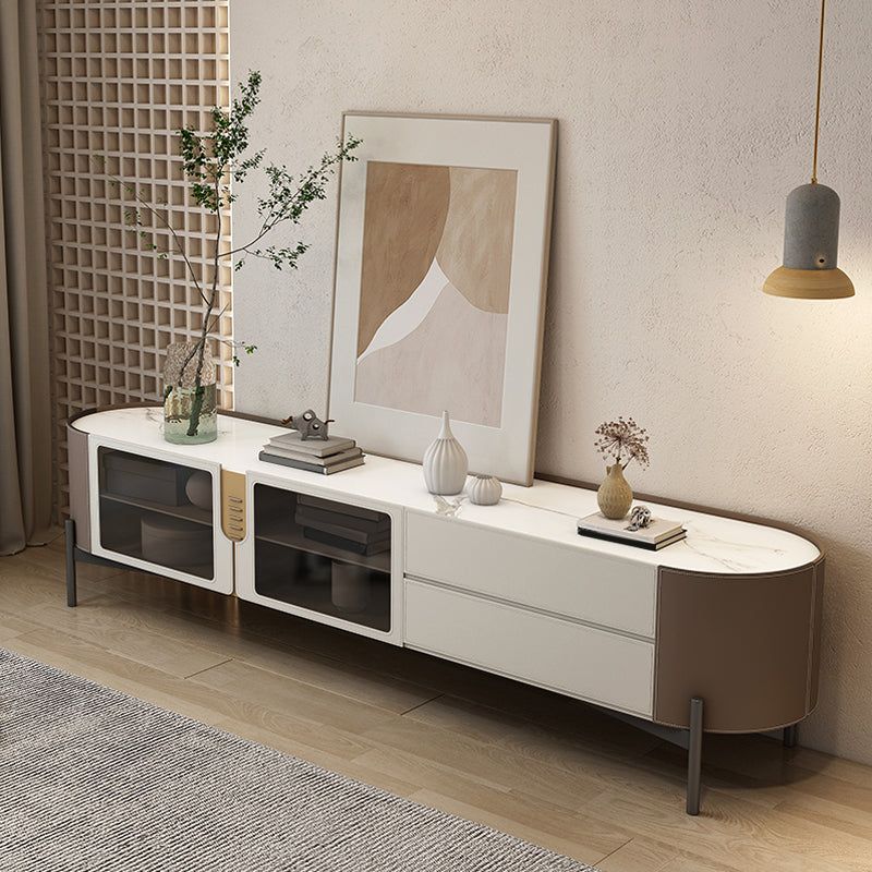 Contemporary TV Media Console Stone Media Console with Drawers 87"L x 16"W x 20"H Clearhalo 'furn' 'furn_tv_stands_entertainment_centers' 'Furniture' 'Living Room Furniture' 'TV Stands & Entertainment Centers' 'TV Stands & Media Storage Furniture' 'tv_stands_entertainment_centers' 7160898