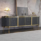 Enclosed Storage TV Media Console Glam Media Console for Living Room 87"L x 16"W x 24"H Grey Clearhalo 'furn' 'furn_tv_stands_entertainment_centers' 'Furniture' 'Living Room Furniture' 'TV Stands & Entertainment Centers' 'TV Stands & Media Storage Furniture' 'tv_stands_entertainment_centers' 7160906
