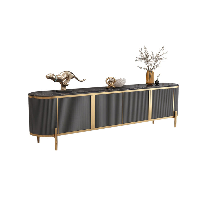 Enclosed Storage TV Media Console Glam Media Console for Living Room 79"L x 16"W x 24"H Grey Clearhalo 'furn' 'furn_tv_stands_entertainment_centers' 'Furniture' 'Living Room Furniture' 'TV Stands & Entertainment Centers' 'TV Stands & Media Storage Furniture' 'tv_stands_entertainment_centers' 7160907