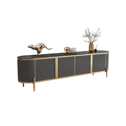 Enclosed Storage TV Media Console Glam Media Console for Living Room 79"L x 16"W x 24"H Grey Clearhalo 'furn' 'furn_tv_stands_entertainment_centers' 'Furniture' 'Living Room Furniture' 'TV Stands & Entertainment Centers' 'TV Stands & Media Storage Furniture' 'tv_stands_entertainment_centers' 7160907