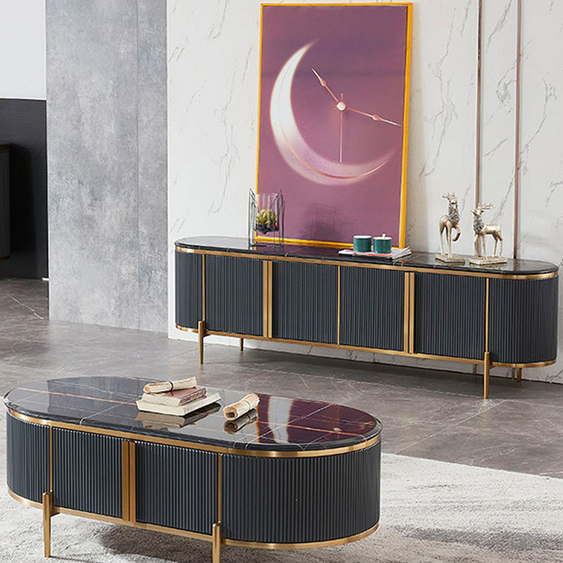 Enclosed Storage TV Media Console Glam Media Console for Living Room Clearhalo 'furn' 'furn_tv_stands_entertainment_centers' 'Furniture' 'Living Room Furniture' 'TV Stands & Entertainment Centers' 'TV Stands & Media Storage Furniture' 'tv_stands_entertainment_centers' 7160909