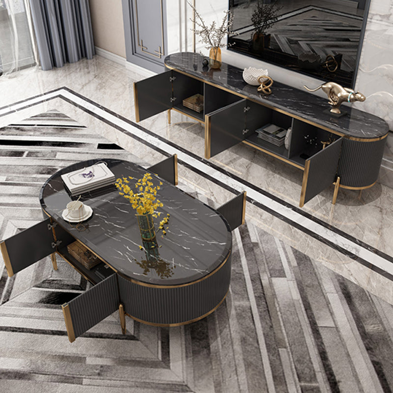 Enclosed Storage TV Media Console Glam Media Console for Living Room Clearhalo 'furn' 'furn_tv_stands_entertainment_centers' 'Furniture' 'Living Room Furniture' 'TV Stands & Entertainment Centers' 'TV Stands & Media Storage Furniture' 'tv_stands_entertainment_centers' 7160911