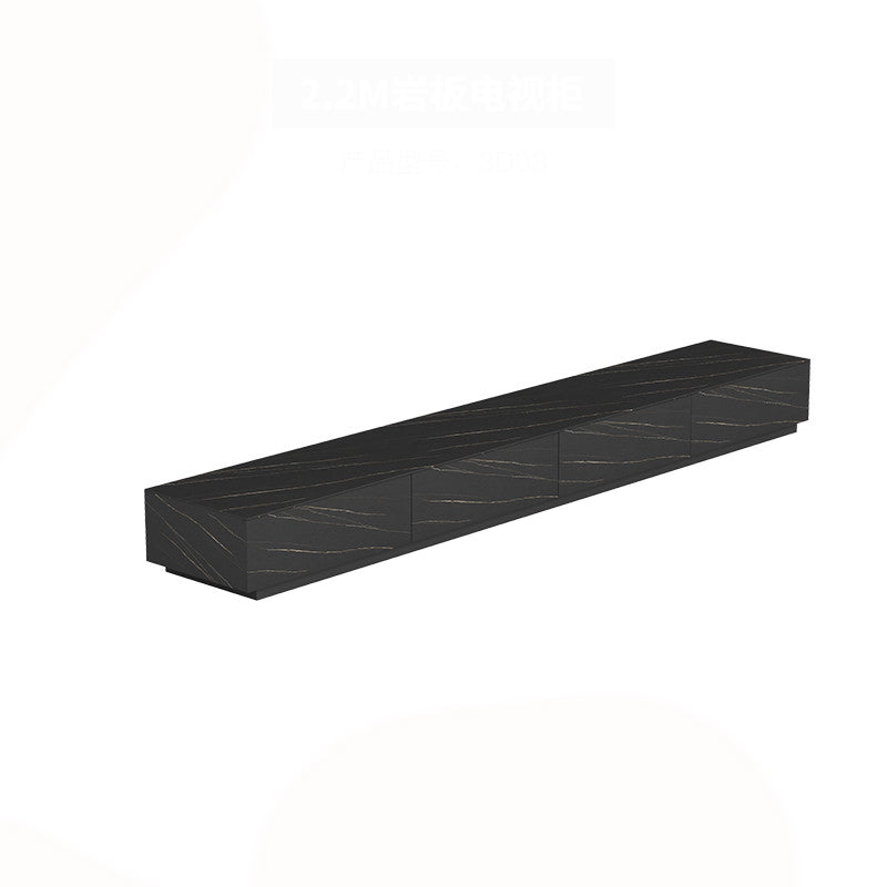 Black Stone TV Stand Console Contemporary 4 Drawers Media Console 94.5"L x 16"W x 10"H Clearhalo 'furn' 'furn_tv_stands_entertainment_centers' 'Furniture' 'Living Room Furniture' 'TV Stands & Entertainment Centers' 'TV Stands & Media Storage Furniture' 'tv_stands_entertainment_centers' 7160922