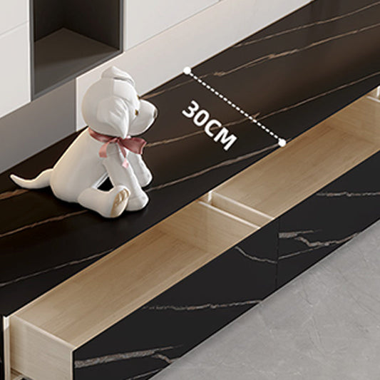 Black Stone TV Stand Console Contemporary 4 Drawers Media Console Clearhalo 'furn' 'furn_tv_stands_entertainment_centers' 'Furniture' 'Living Room Furniture' 'TV Stands & Entertainment Centers' 'TV Stands & Media Storage Furniture' 'tv_stands_entertainment_centers' 7160927