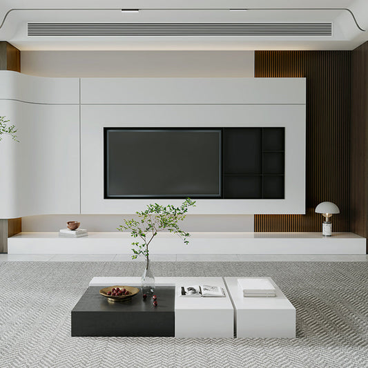 Console White Media Console TV contemporanea con cassetti