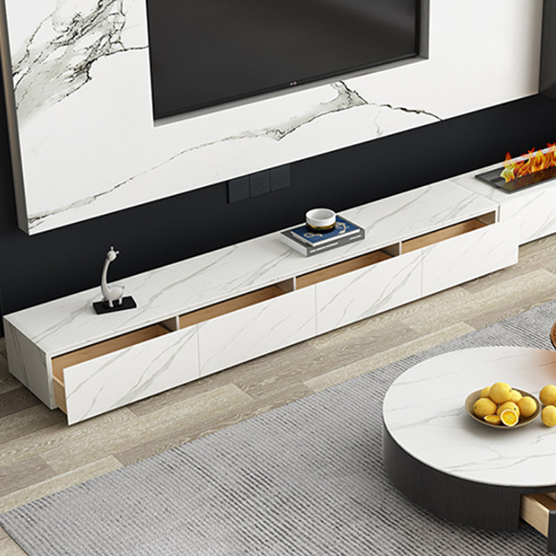 Contemporary TV Stand Console White Stone Media Console with Drawers Clearhalo 'furn' 'furn_tv_stands_entertainment_centers' 'Furniture' 'Living Room Furniture' 'TV Stands & Entertainment Centers' 'TV Stands & Media Storage Furniture' 'tv_stands_entertainment_centers' 7160950