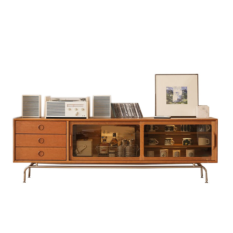 Scandinavian TV Media Console Solid Wood Media Console with Drawers Tan Clearhalo 'furn' 'furn_tv_stands_entertainment_centers' 'Furniture' 'Living Room Furniture' 'TV Stands & Entertainment Centers' 'TV Stands & Media Storage Furniture' 'tv_stands_entertainment_centers' 7160967