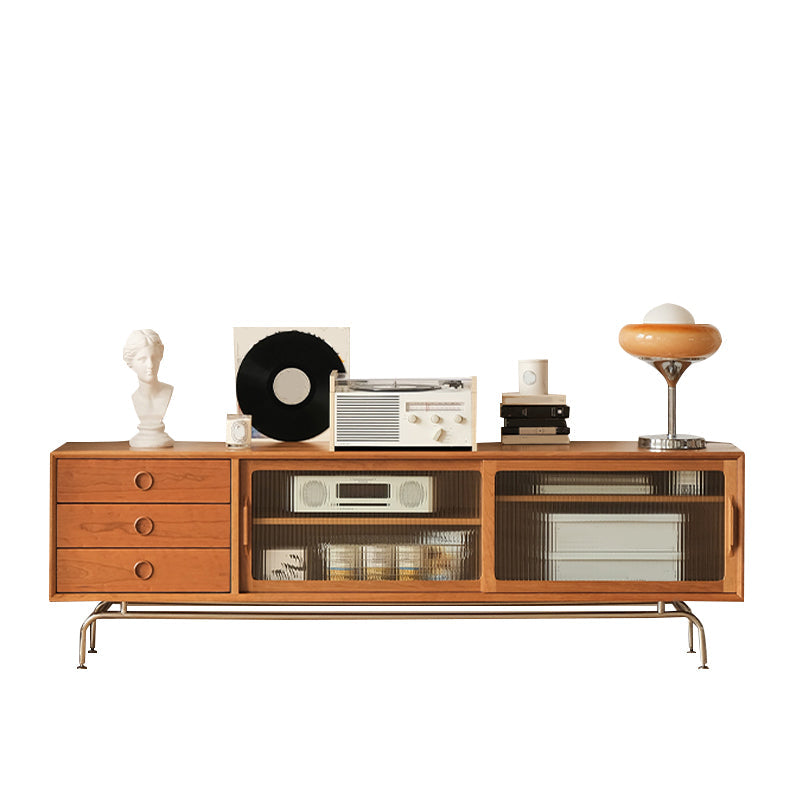 Scandinavian TV Media Console Solid Wood Media Console with Drawers Clear Clearhalo 'furn' 'furn_tv_stands_entertainment_centers' 'Furniture' 'Living Room Furniture' 'TV Stands & Entertainment Centers' 'TV Stands & Media Storage Furniture' 'tv_stands_entertainment_centers' 7160968