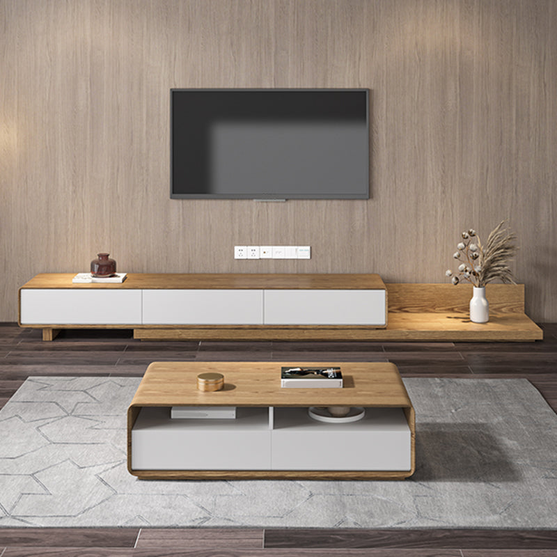Open Storage TV Media Console Scandinavian Media Console with Drawers Clearhalo 'furn' 'furn_tv_stands_entertainment_centers' 'Furniture' 'Living Room Furniture' 'TV Stands & Entertainment Centers' 'TV Stands & Media Storage Furniture' 'tv_stands_entertainment_centers' 7160982