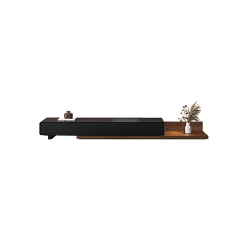Open Storage TV Media Console Scandinavian Media Console with Drawers Walnut+Black Clearhalo 'furn' 'furn_tv_stands_entertainment_centers' 'Furniture' 'Living Room Furniture' 'TV Stands & Entertainment Centers' 'TV Stands & Media Storage Furniture' 'tv_stands_entertainment_centers' 7160984