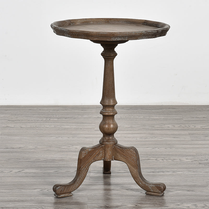 Tavolo d'angolo rustico largo 14 "tavolo laterale rotondo in legno solido