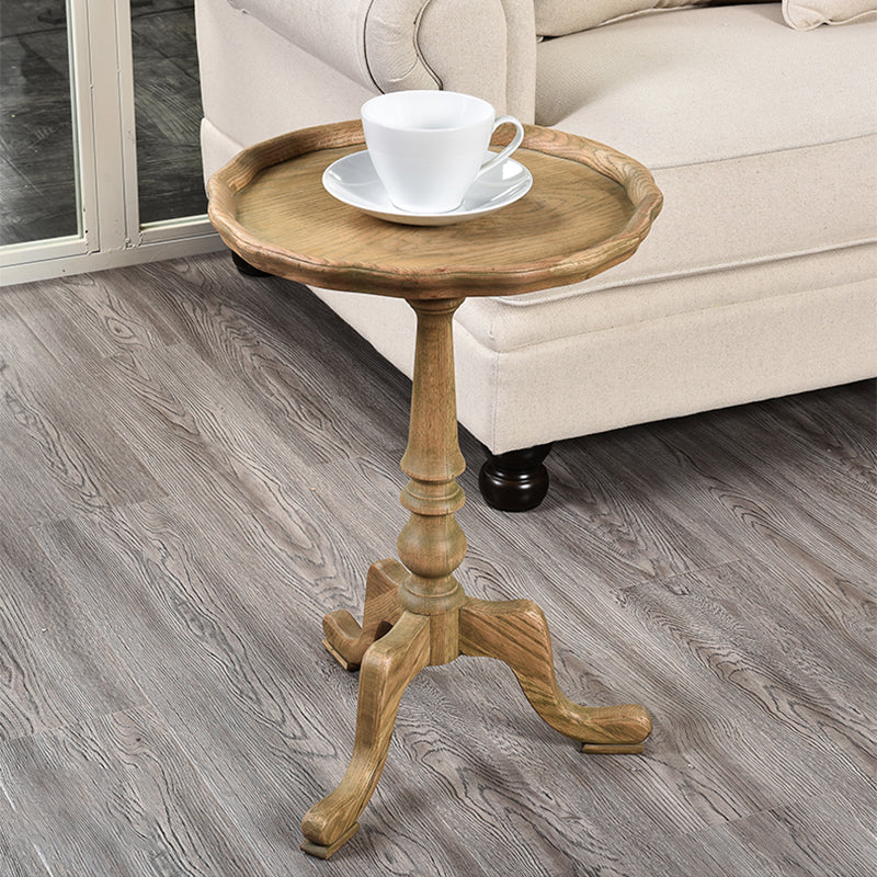 Tavolo d'angolo rustico largo 14 "tavolo laterale rotondo in legno solido