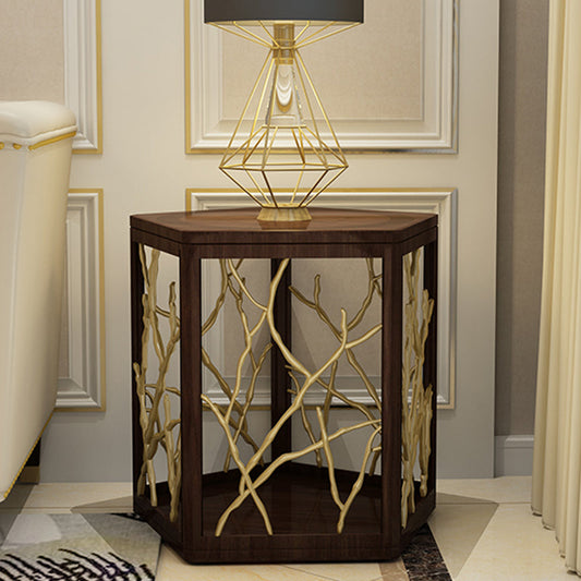 Tavolo d'angolo glam largo da 15 "tavolino in oro in legno massiccio