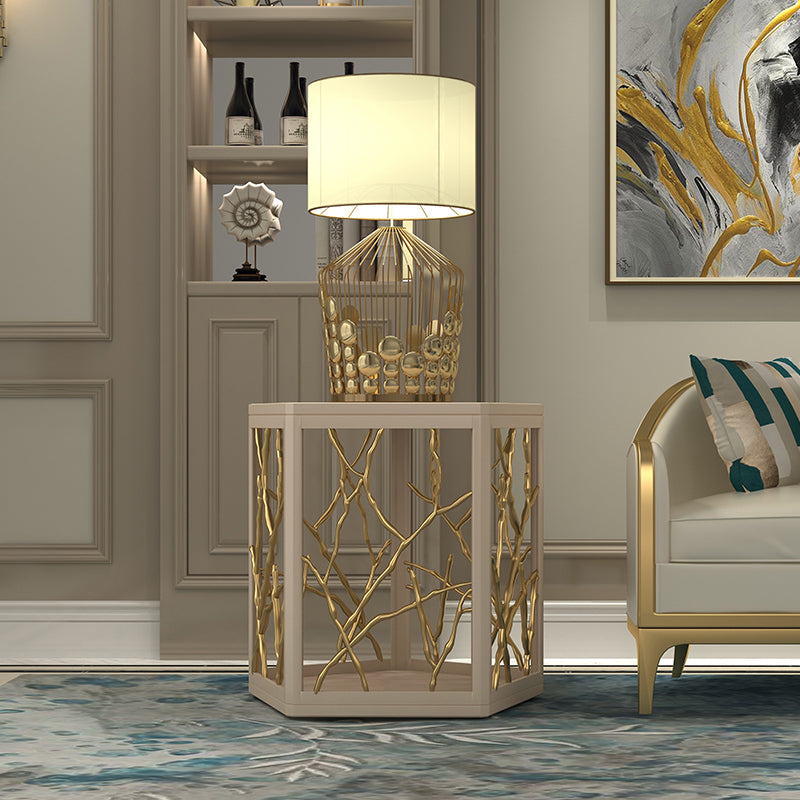 15" Wide Glam Corner Table Solid Wood Gold Accent Side Table