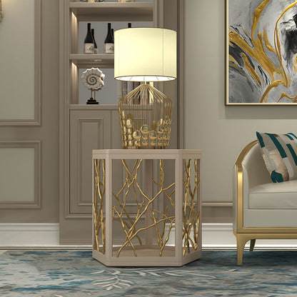 15" Wide Glam Corner Table Solid Wood Gold Accent Side Table