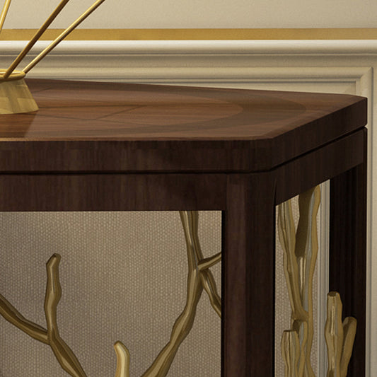 Tavolo d'angolo glam largo da 15 "tavolino in oro in legno massiccio