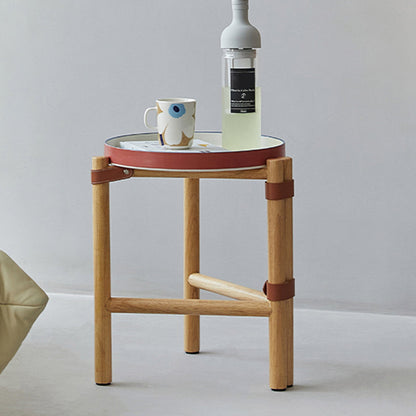 14" Wide Contemporary Corner Table Tray Top Round Accent Side Table