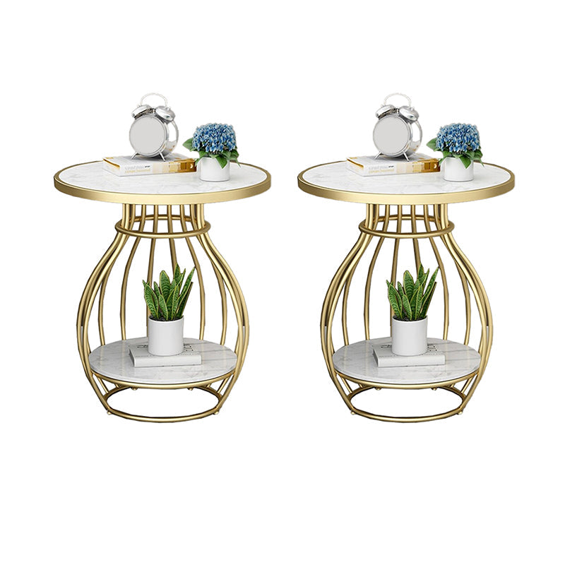 Modern Luxurious Metal Side Table Round Frame Sofa Side Accent Table Gold White Grey 2 Clearhalo 'Coffee & Accent Tables' 'End & Side Tables' 'end_side_tables' 'furn' 'furn_end_side_tables' 'Furniture' 'Living Room Furniture' 7162145