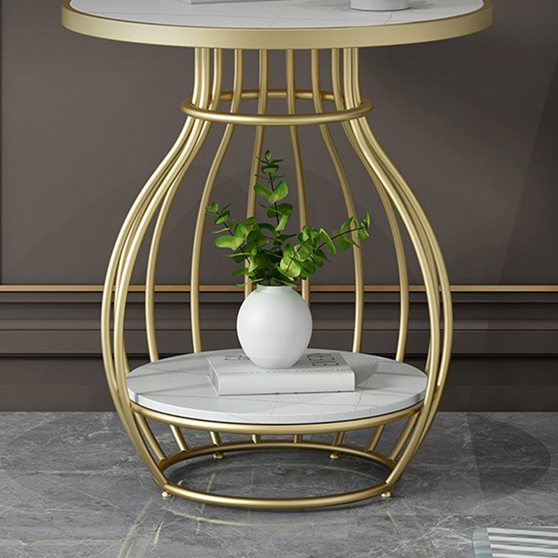 Modern Luxurious Metal Side Table Round Frame Sofa Side Accent Table Clearhalo 'Coffee & Accent Tables' 'End & Side Tables' 'end_side_tables' 'furn' 'furn_end_side_tables' 'Furniture' 'Living Room Furniture' 7162146