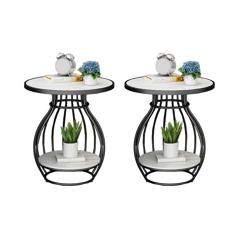 Modern Luxurious Metal Side Table Round Frame Sofa Side Accent Table Black White Gold 2 Clearhalo 'Coffee & Accent Tables' 'End & Side Tables' 'end_side_tables' 'furn' 'furn_end_side_tables' 'Furniture' 'Living Room Furniture' 7162147