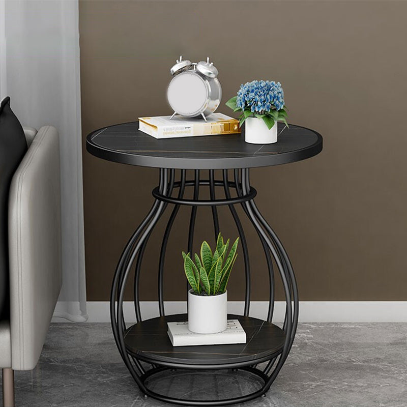 Modern Luxurious Metal Side Table Round Frame Sofa Side Accent Table Black Black Gold 1 Clearhalo 'Coffee & Accent Tables' 'End & Side Tables' 'end_side_tables' 'furn' 'furn_end_side_tables' 'Furniture' 'Living Room Furniture' 7162152