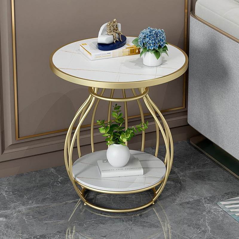 Modern Luxurious Metal Side Table Round Frame Sofa Side Accent Table Clearhalo 'Coffee & Accent Tables' 'End & Side Tables' 'end_side_tables' 'furn' 'furn_end_side_tables' 'Furniture' 'Living Room Furniture' 7162157