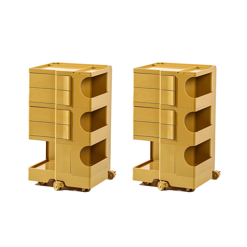 Modern Accent Side Table Square Metal Living Room Corner Table 17"L x 16"W x 29"H Yellow 2 Clearhalo 'Coffee & Accent Tables' 'End & Side Tables' 'end_side_tables' 'furn' 'furn_end_side_tables' 'Furniture' 'Living Room Furniture' 7162185