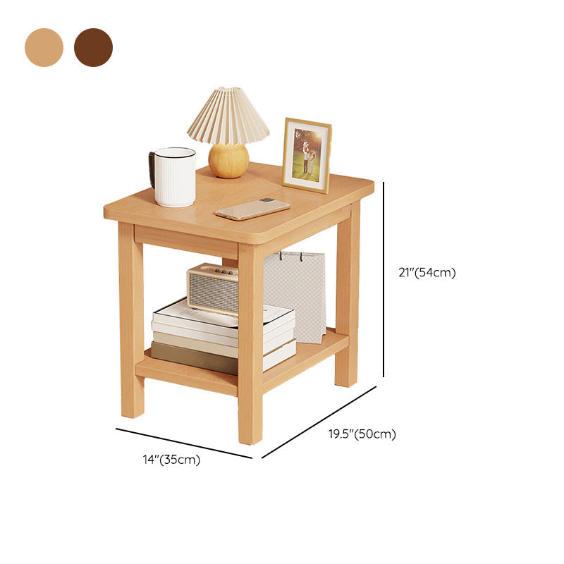 Modernistic Side Table Double Tier Wood Accent Side Table with Shelf