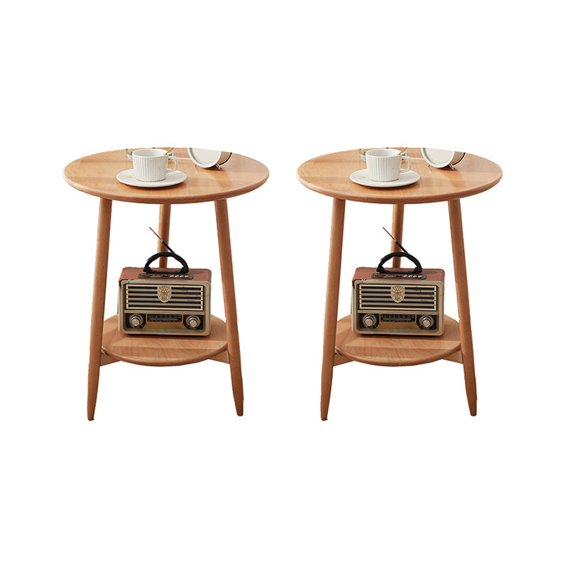 Modernistic Corner Table with Storage Round Double Tier Living Room End Table Wood 2 Clearhalo 'Coffee & Accent Tables' 'End & Side Tables' 'end_side_tables' 'furn' 'furn_end_side_tables' 'Furniture' 'Living Room Furniture' 7162324