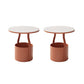 Modern 19.68-inch Tall Metal Abstract Side Table Round Top End Table with Storage Orange Marble 2 Clearhalo 'Coffee & Accent Tables' 'End & Side Tables' 'end_side_tables' 'furn' 'furn_end_side_tables' 'Furniture' 'Living Room Furniture' 7162358