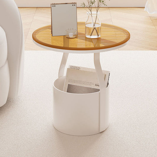 Modern 19.68-inch Tall Metal Abstract Side Table Round Top End Table with Storage Clearhalo 'Coffee & Accent Tables' 'End & Side Tables' 'end_side_tables' 'furn' 'furn_end_side_tables' 'Furniture' 'Living Room Furniture' 7162363