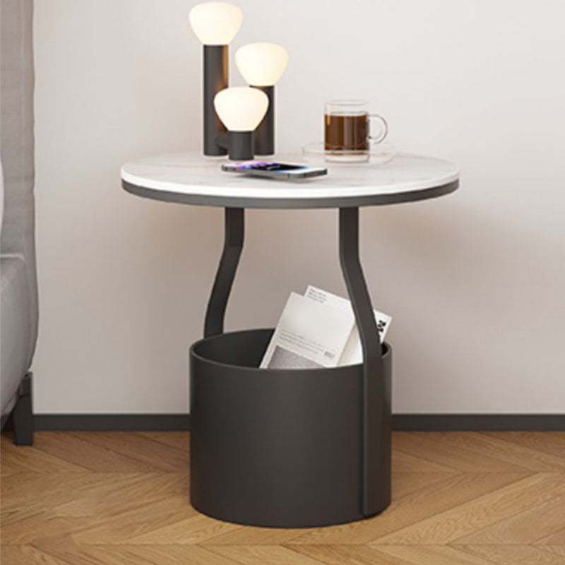 Modern 19.68-inch Tall Metal Abstract Side Table Round Top End Table with Storage Clearhalo 'Coffee & Accent Tables' 'End & Side Tables' 'end_side_tables' 'furn' 'furn_end_side_tables' 'Furniture' 'Living Room Furniture' 7162366
