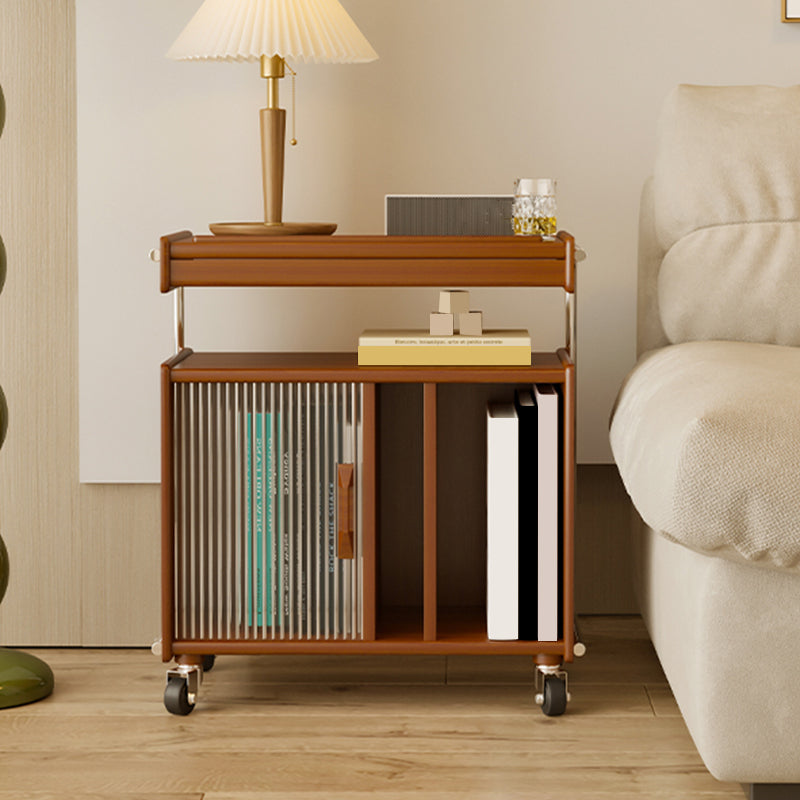 Mid eeuwen Moderne bijzettafeltje Dubbele laag houten accent bijzettafel met plank