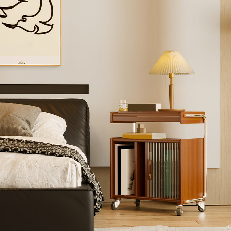 Mid eeuwen Moderne bijzettafeltje Dubbele laag houten accent bijzettafel met plank