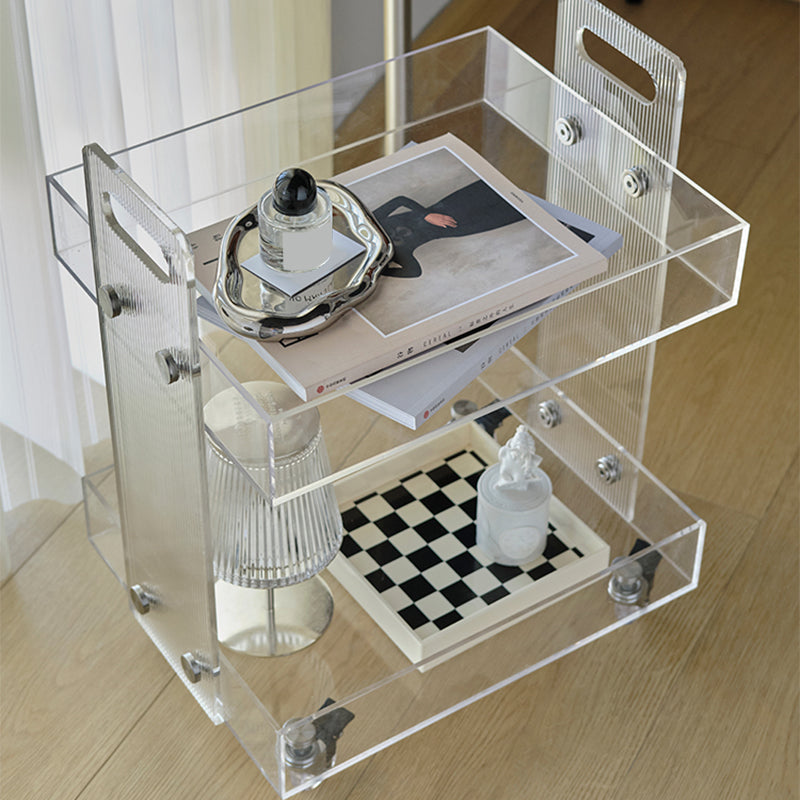 Modern Plastic Rectangular End Table Double Tier Corner Table with Storage Clearhalo 'Coffee & Accent Tables' 'End & Side Tables' 'end_side_tables' 'furn' 'furn_end_side_tables' 'Furniture' 'Living Room Furniture' 7162501