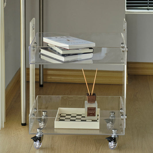 Modern Plastic Rectangular End Table Double Tier Corner Table with Storage Clearhalo 'Coffee & Accent Tables' 'End & Side Tables' 'end_side_tables' 'furn' 'furn_end_side_tables' 'Furniture' 'Living Room Furniture' 7162509