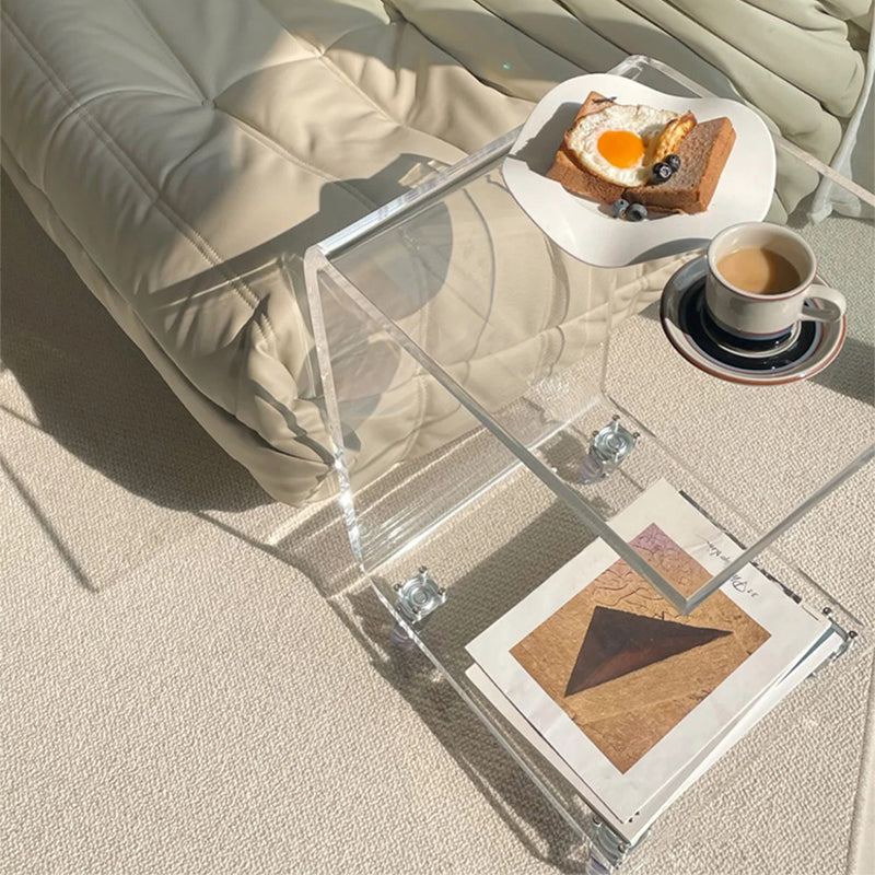 Modernistic Plastic Abstract End Table Rectangular Corner Table for Living Room Clearhalo 'Coffee & Accent Tables' 'End & Side Tables' 'end_side_tables' 'furn' 'furn_end_side_tables' 'Furniture' 'Living Room Furniture' 7162583