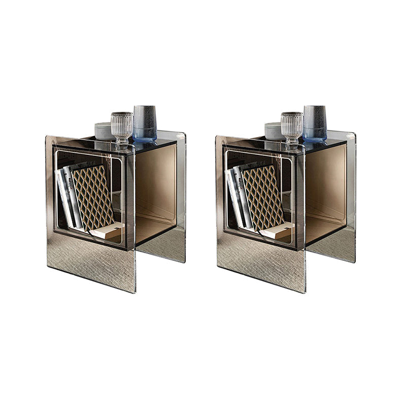 Modernistic Plastic Rectangular End Table Double Tier Corner Table with Storage Yellow 2 Clearhalo 'Coffee & Accent Tables' 'End & Side Tables' 'end_side_tables' 'furn' 'furn_end_side_tables' 'Furniture' 'Living Room Furniture' 7162591