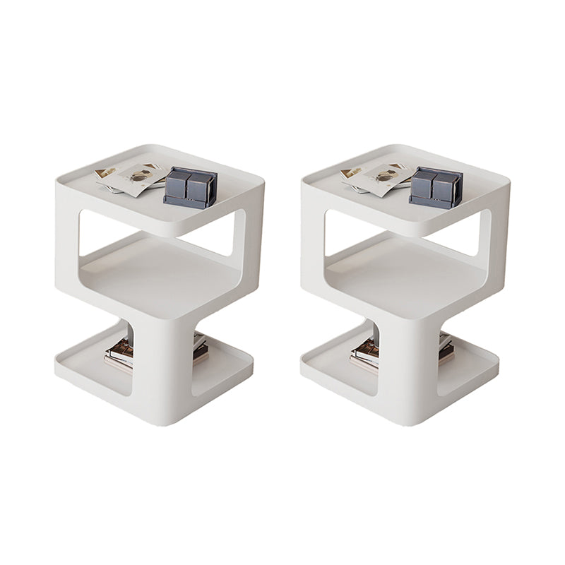 Ultra-Modern Side End Snack Table with Metal Shelves Bedroom Side Table White 2 Clearhalo 'Coffee & Accent Tables' 'End & Side Tables' 'end_side_tables' 'furn' 'furn_end_side_tables' 'Furniture' 'Living Room Furniture' 7162641