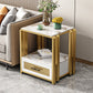 Frame Glam Style Side Table 21.6" Tall Stone Top Side Table with Storage Clearhalo 'Coffee & Accent Tables' 'End & Side Tables' 'end_side_tables' 'furn' 'furn_end_side_tables' 'Furniture' 'Living Room Furniture' 7162655