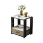 Frame Glam Style Side Table 21.6" Tall Stone Top Side Table with Storage Black Gray 1 Clearhalo 'Coffee & Accent Tables' 'End & Side Tables' 'end_side_tables' 'furn' 'furn_end_side_tables' 'Furniture' 'Living Room Furniture' 7162676