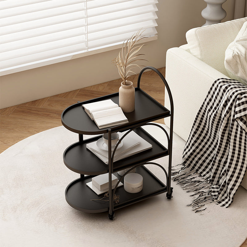 Tavolo da estremità ovale a 3 livelli con ruote laterale moderno con ruote