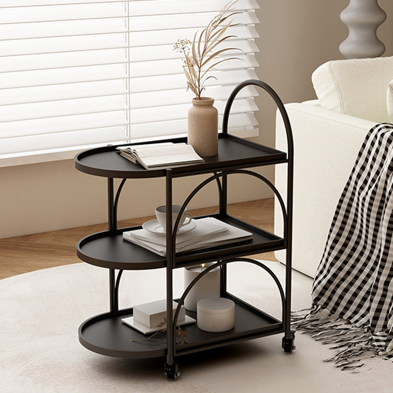 Tavolo da estremità ovale a 3 livelli con ruote laterale moderno con ruote