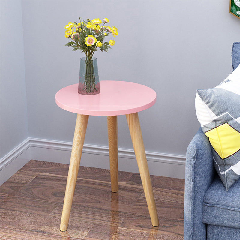 Wood 4 Legs End Table Modern Side End Snack Table for Living Room 12"L x 12"W x 14"H Pink 1 Clearhalo 'Coffee & Accent Tables' 'End & Side Tables' 'end_side_tables' 'furn' 'furn_end_side_tables' 'Furniture' 'Living Room Furniture' 7162762